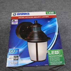 Brinks LED Motion Activated Security Lantern Outdoor Light 7639BZ Antique Bronze